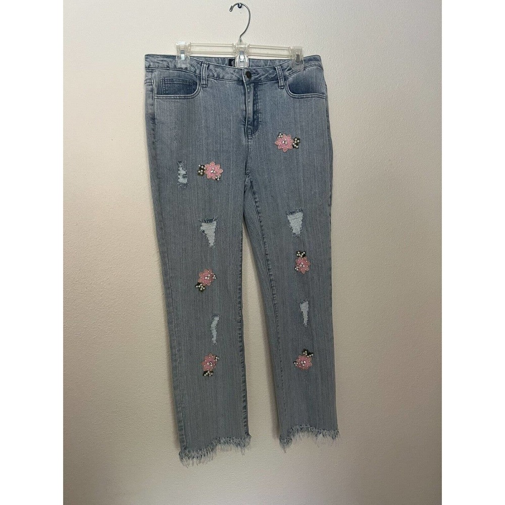 A.Z.I. Studded Sequin Light Wash Denim Women Jeans Size 10